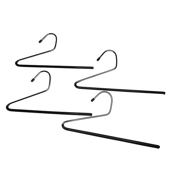 Set Of 4 Black Metal Pants Hangers With Open-Ended Design Space-Saving Closet - Picture 1 of 2
